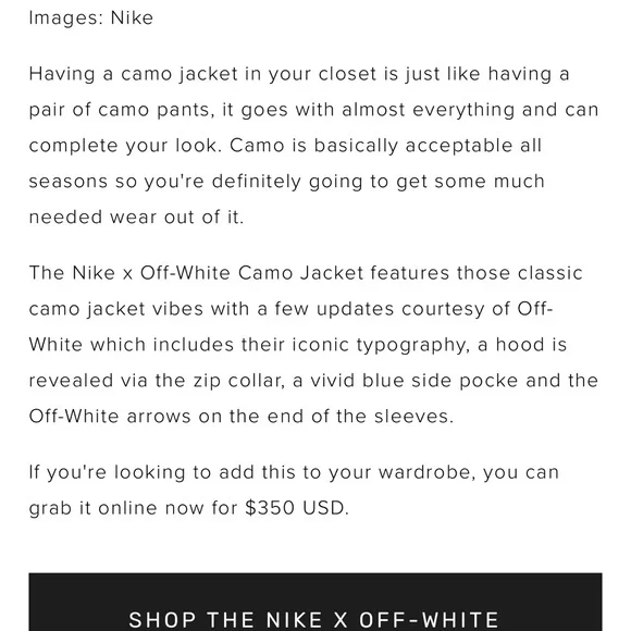 Nike x Off-White Women's Camouflage Jacket - Main Image